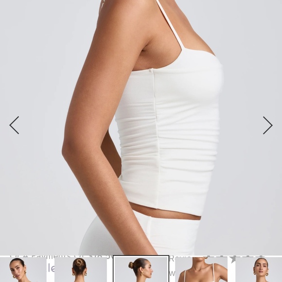 Modal Ruched Layered Tank Top in White - Picture 3 of 5